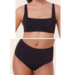 Andie Bikini Set Havana Top High Waisted Bottom Black‎ size XXL NWT